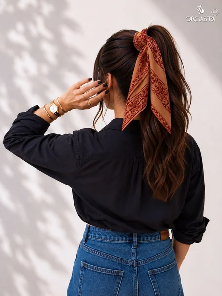 Rust Orange Ponytail Bandana