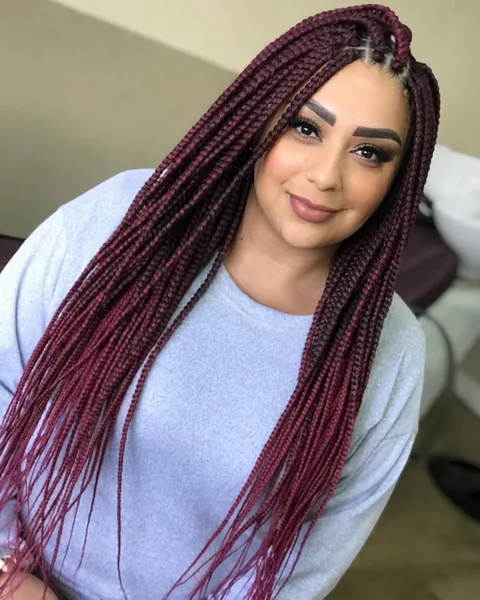 Deep Burgundy Long Box Braids