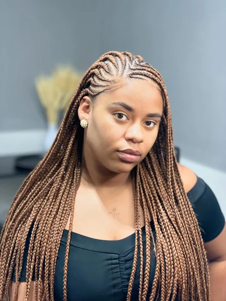 Honey Blonde Lemonade Braids Center-Parted