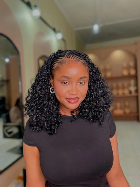 Short Fulani Braids with Curly Bob Ends