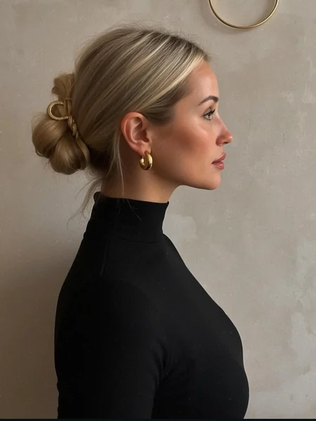 Gold Claw Clip Bun