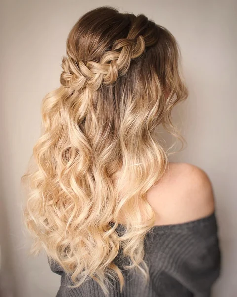 Dutch Crown Half-Up on Dark-to-Blonde Ombre