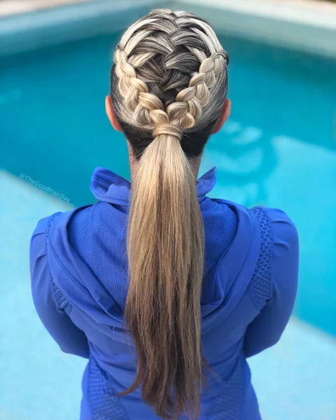 Double Dutch Braids into Athletic Ponytail