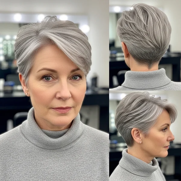 Silver Platinum Tapered Pixie for Fine Hair