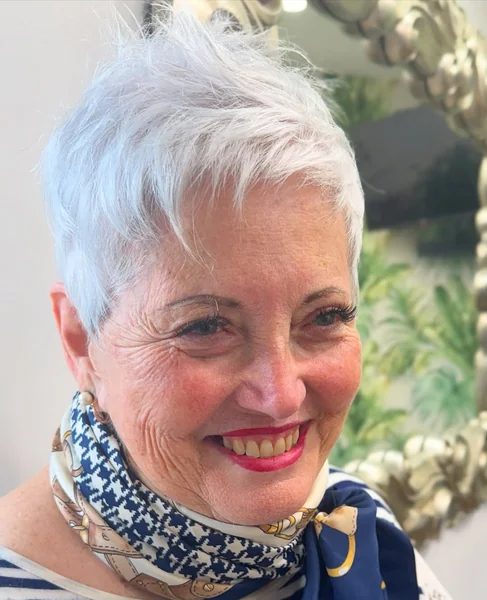 Bold Spiky Silver Pixie with Tapered Sides