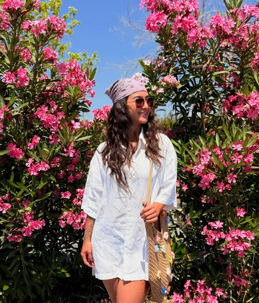 Pink Flower Field Bandana