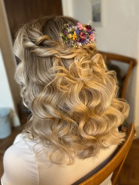 Curly Crown Twist with Wildflower Clip
