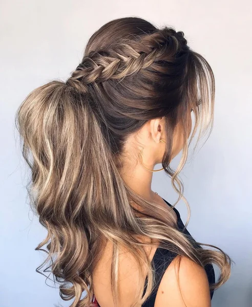 Fishtail Braid into High Voluminous Ponytail