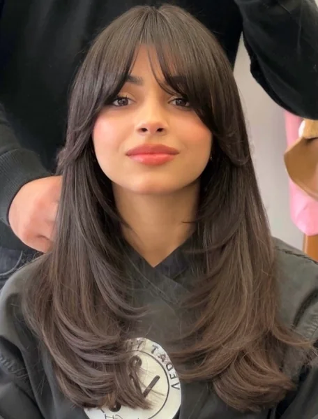 Layered Hair with Side Fringe