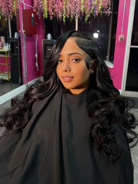 Long Body Wave Quick Weave with Side Part and Curl Detail