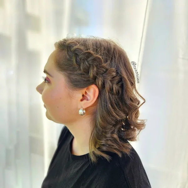 Side Dutch Braid on Short Bob