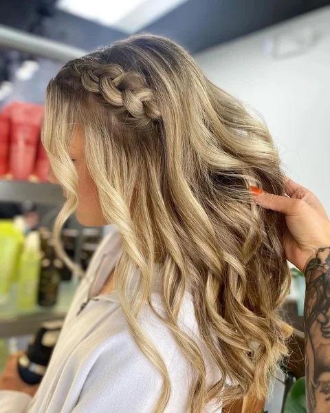 Side Braid into Small Rose Bun Detail