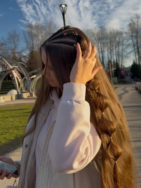 Long Hair with Micro Cornrow Braids and Beads