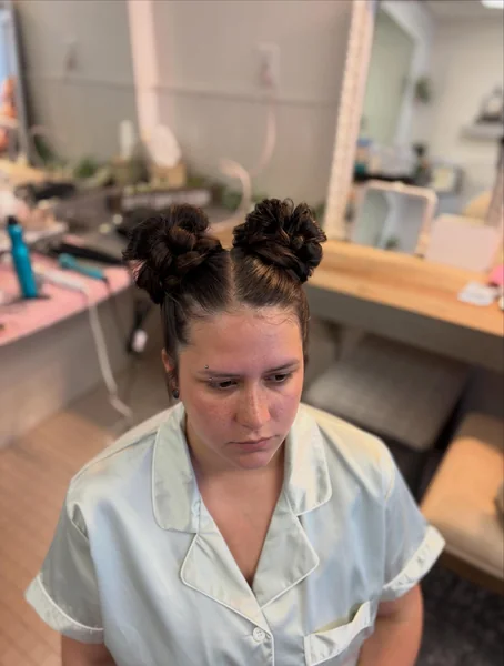 Double Braided Space Buns Updo