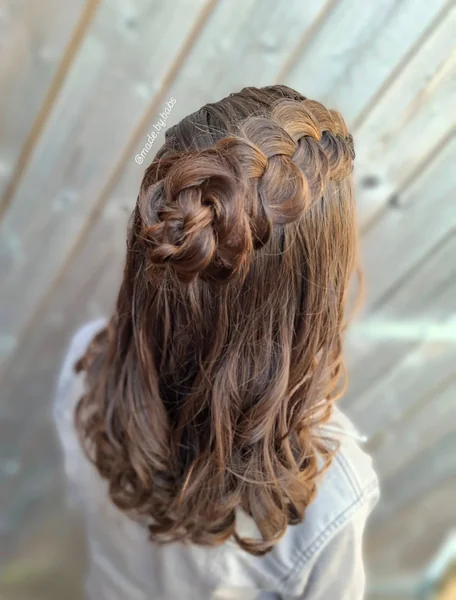 Double Waterfall Braids with Rose Buns for Kids