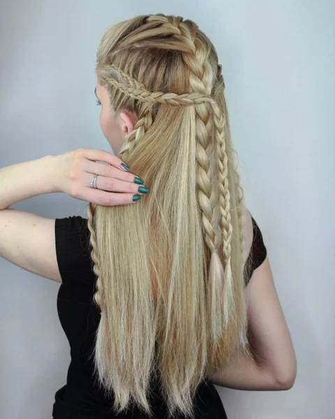Multi-Layer Half-Up Double Dutch Braids