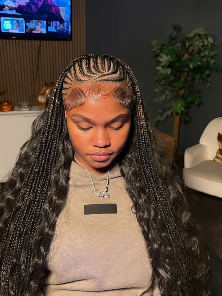 Knotless Box Braids with Long Wavy Quick Weave