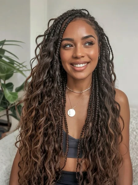 Box Braids with Bouncy Curly Ends