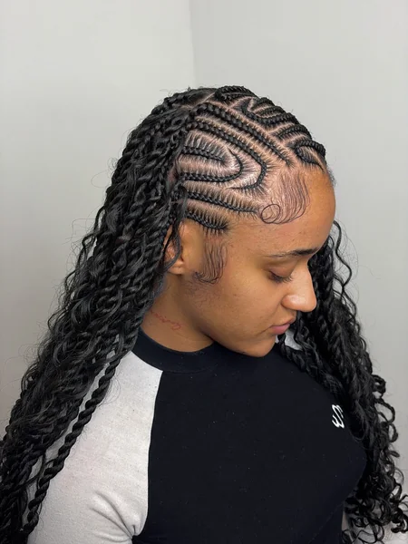 Lemonade Braids with Intricate Heart Design