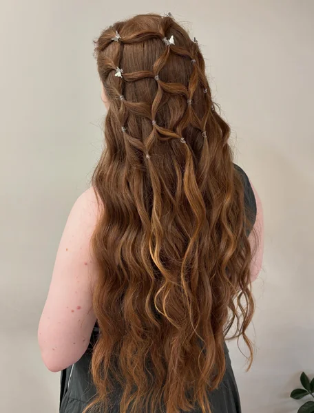 Curly Half-Up with Butterfly Accents