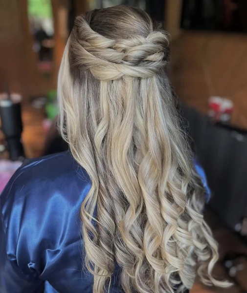 Rope Braid Crown Half Up on Long Blonde Hair