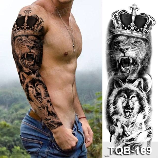 Large Black Temporary Tattoo Waterproof Luxury Big Tattoo For Body Arm Legs  Modern Design - TQB169