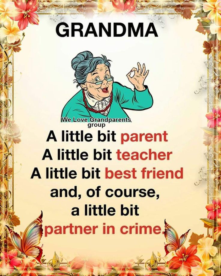 This may contain: an old woman saying grandma on the front of a frame with flowers and butterflies around her