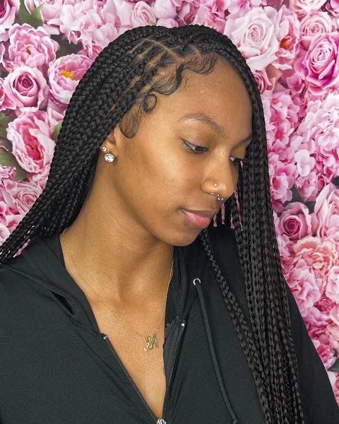 Long Black Knotless Braids