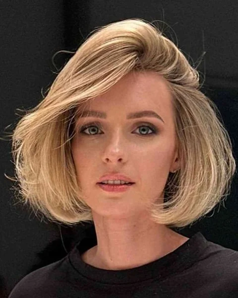 Side Part Blonde Bob Voluminous Blowout