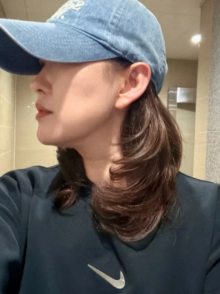 Flipped-Out Hair with Denim Baseball Cap