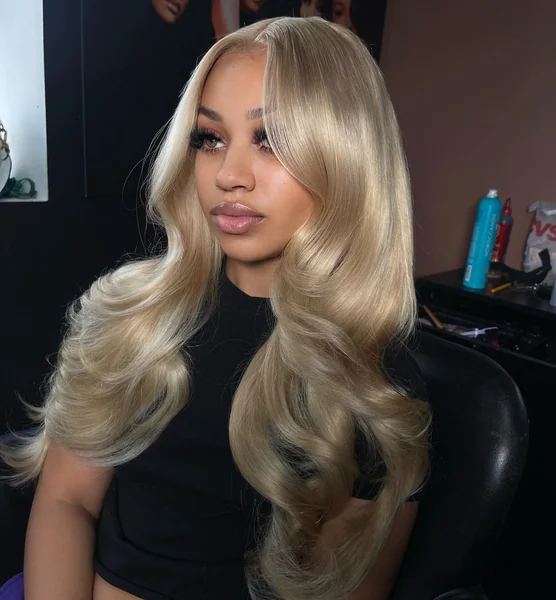 Sandy Blonde Body Wave Wig with Middle Part