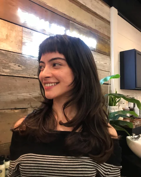 Medium Dark Hair with Short Choppy Micro Bangs