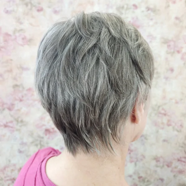Tapered Silver Pixie with Feathered Nape