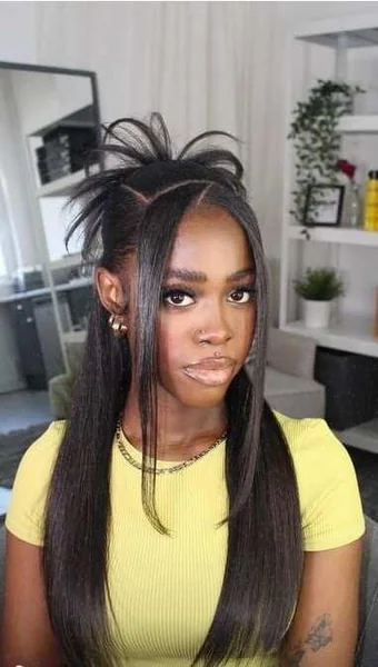 Sleek Straight Half-Up with Voluminous Crown