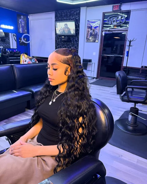 Half Up Half Down Quick Weave with Deep Wave