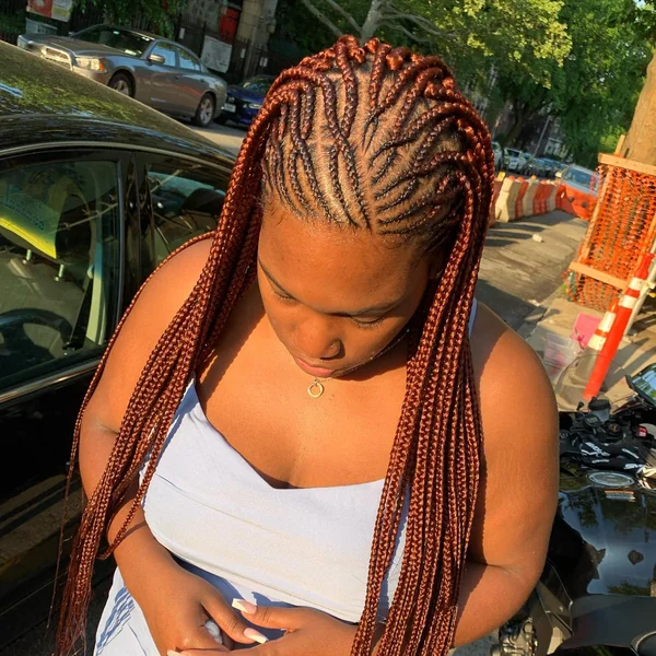 Fulani Braids with Auburn Copper Color