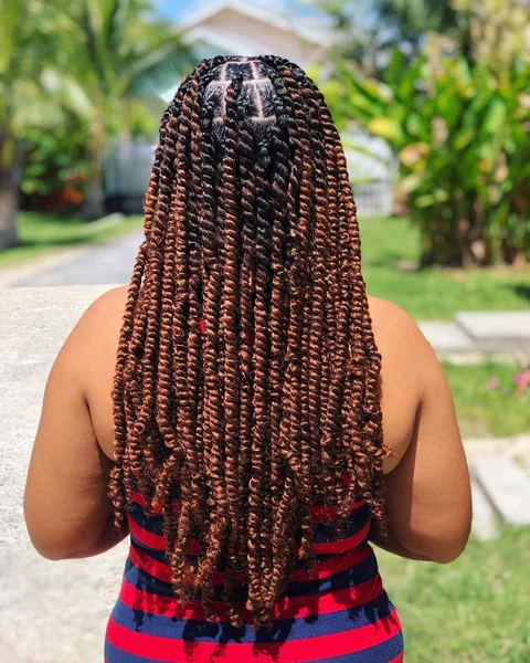 Long Brown Senegalese Twists Back View