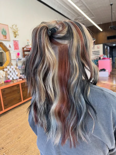 Dark Calico Half-Up Style with Blonde and Red