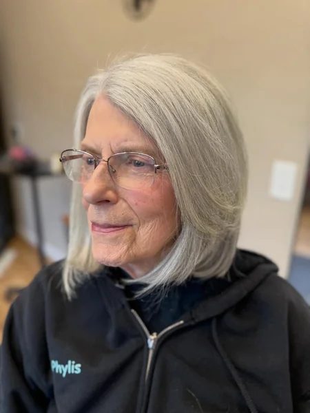 Long Silver Bob for Women Over 70