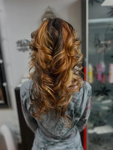 Long Wavy Calico Hair with Copper and Blonde