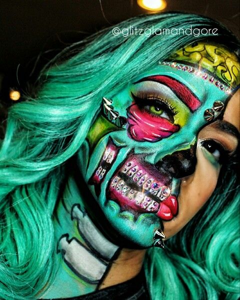 Swarovski inspired pop art zombie #Swarovski #bling #makeup ...