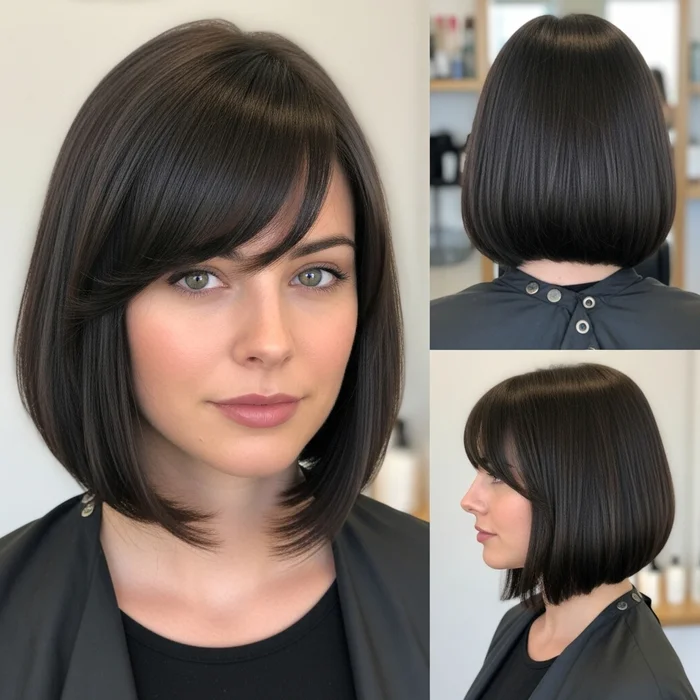 A-Line Bob with Side-Swept Bangs