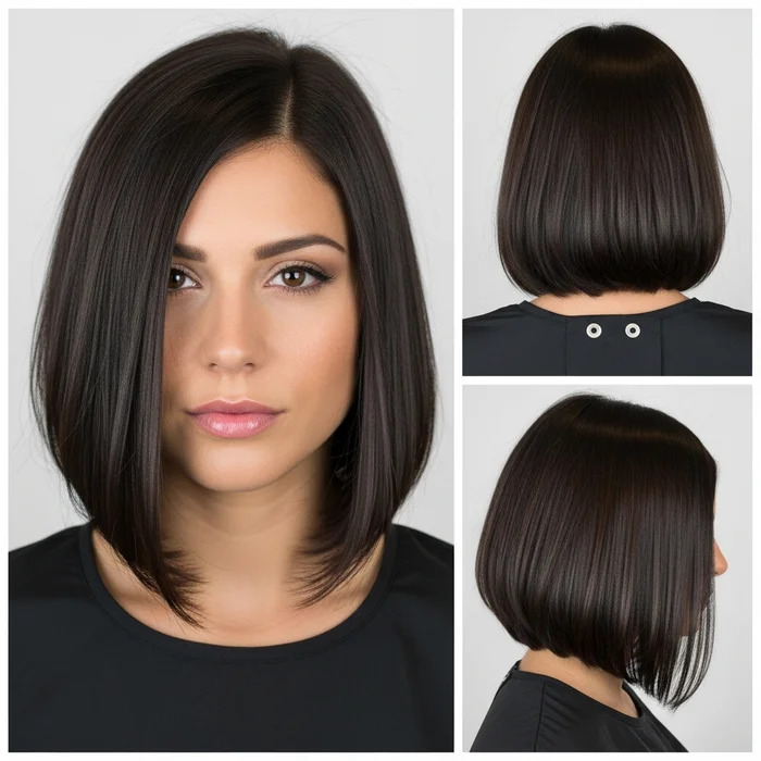 Angled Bob With Center Part