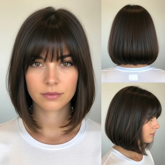 Angled Bob with Long Front & Full Bangs