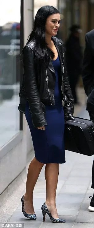 Leather Jacket and Blue Dress Leather Jacket and Blue Dress