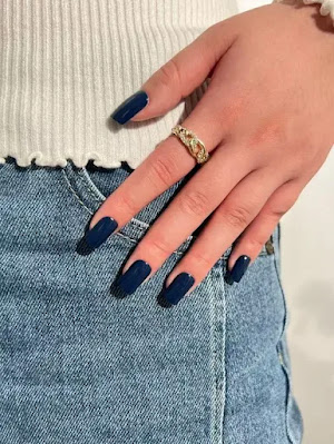Denim Blue and Naval Force Blue Nails for Fall 2023 Denim Blue and Naval Force Blue Nails for Fall 2023