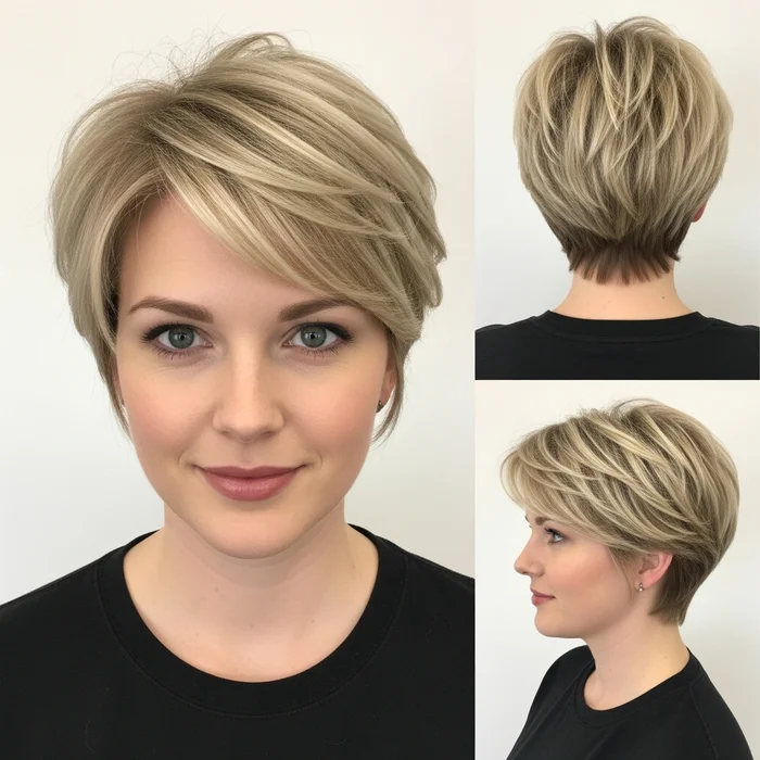Ash Blonde Stacked Pixie