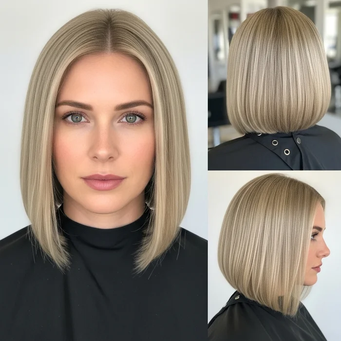 Ash-Blonde Straight Bob