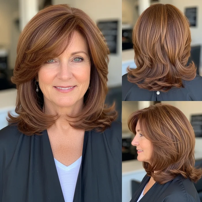 Auburn Long Layered Bob with Volume