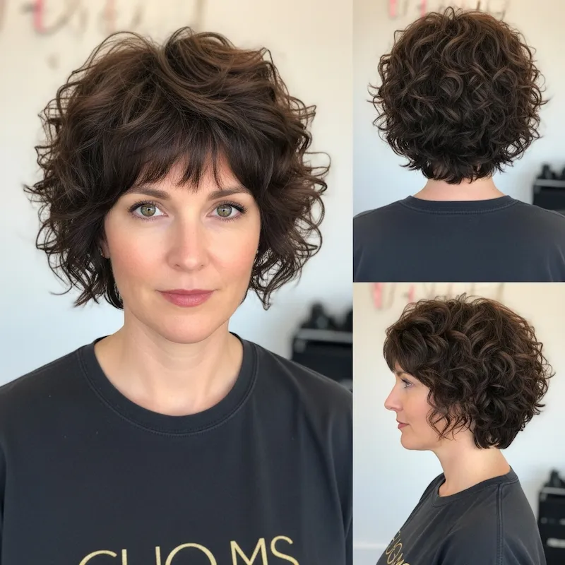 Cropped Curly Bob With Bangs